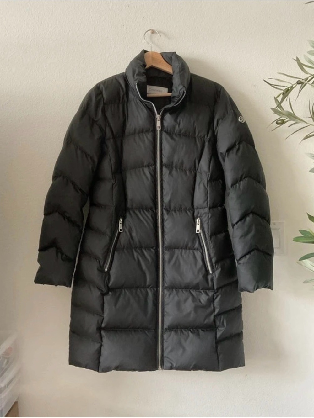 Calvin Klein Black Long Quilted Puffer Coat